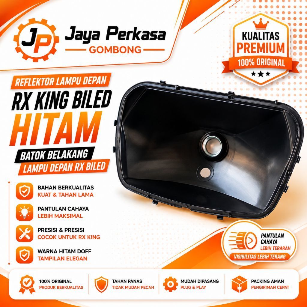 RX KING BILED BLACK HEADLIGHT REPLLER REAR SHELL RX BILED BLACK RX TECH HEADLIGHT
