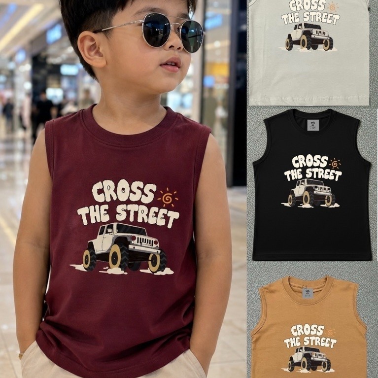 YNH.CLOTH - KIDS CROSS THE STREET HNM VEST TOP / Unisex Cotton Combed TANK TOP (1-12 ปี)