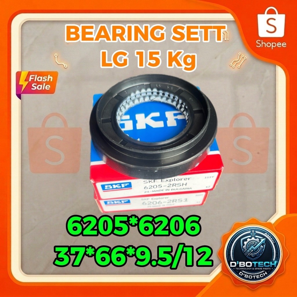 SKF Bearing sett seal LG 15kg ฝาหน้า 6205*6206 - 37*66*9.5/12 ฝายาง