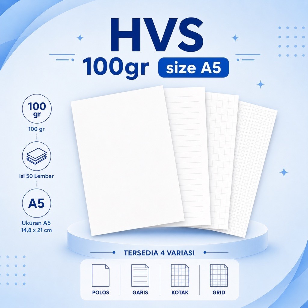 กระดาษ A5 SIZE แบบไม่มีรู - HVS 100 Gsm