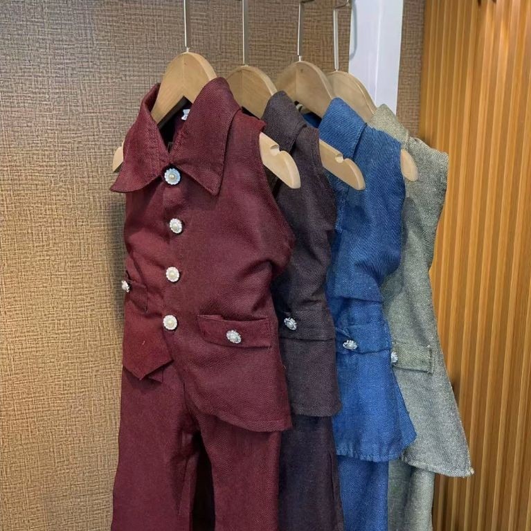 MODERN GIRLS SUITS 1-8 YEARS OLD CHILDRENS VEST OUTFIT & CUTBRAY PANTS