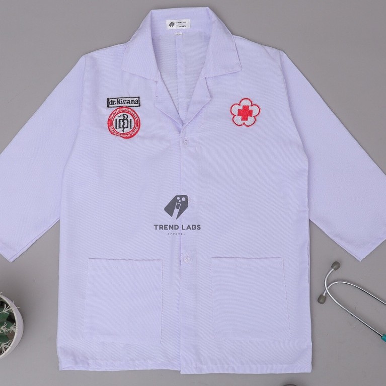 CHILDRENS DOCTOR COSTUME PROFESSIONAL CLOTHES LAB COAT COSTUME (AGES 1 - 13 ปี)