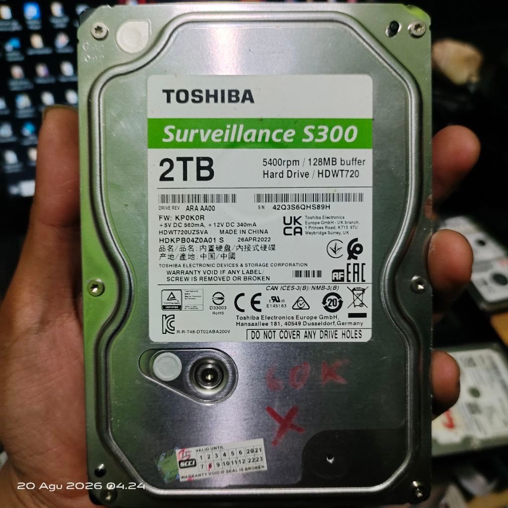 Toshiba pc 2tb hdd วัสดุอะไหล่เสียหาย
