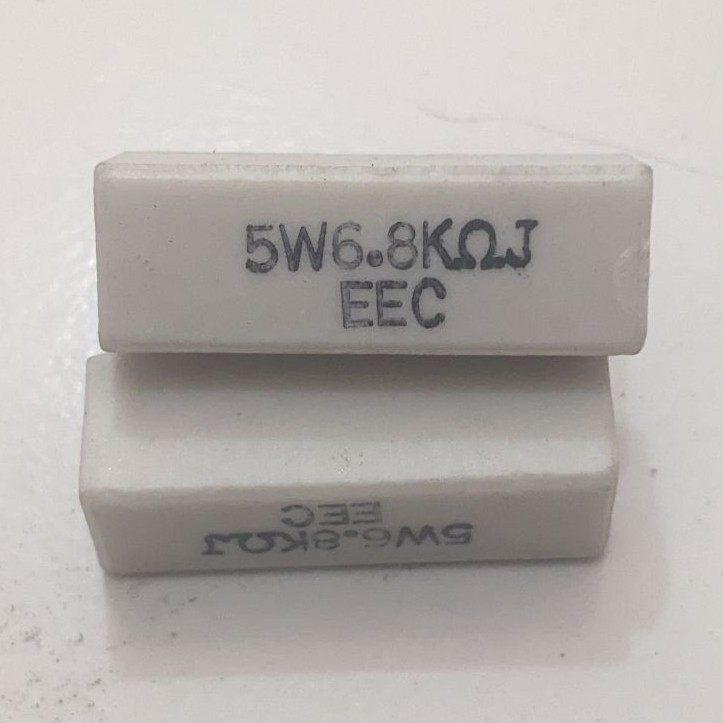 5W 6.8K Ohm Lime Resistor EEC ยี่ห้อ (10x10x28.5) ระยะพิน 15mm สินค้าเก่าดีกว่าคุณภาพ