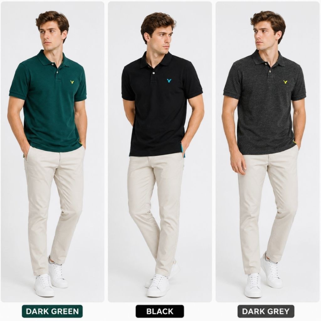 AMRCN EGL เสื้อโปโลผู้ชายปิเก้ (3 สี) / แบรนด์ดั้งเดิม เสื้อโปโลผู้ชาย / เสื้อคอปกผู้ชายล่าสุด / เสื