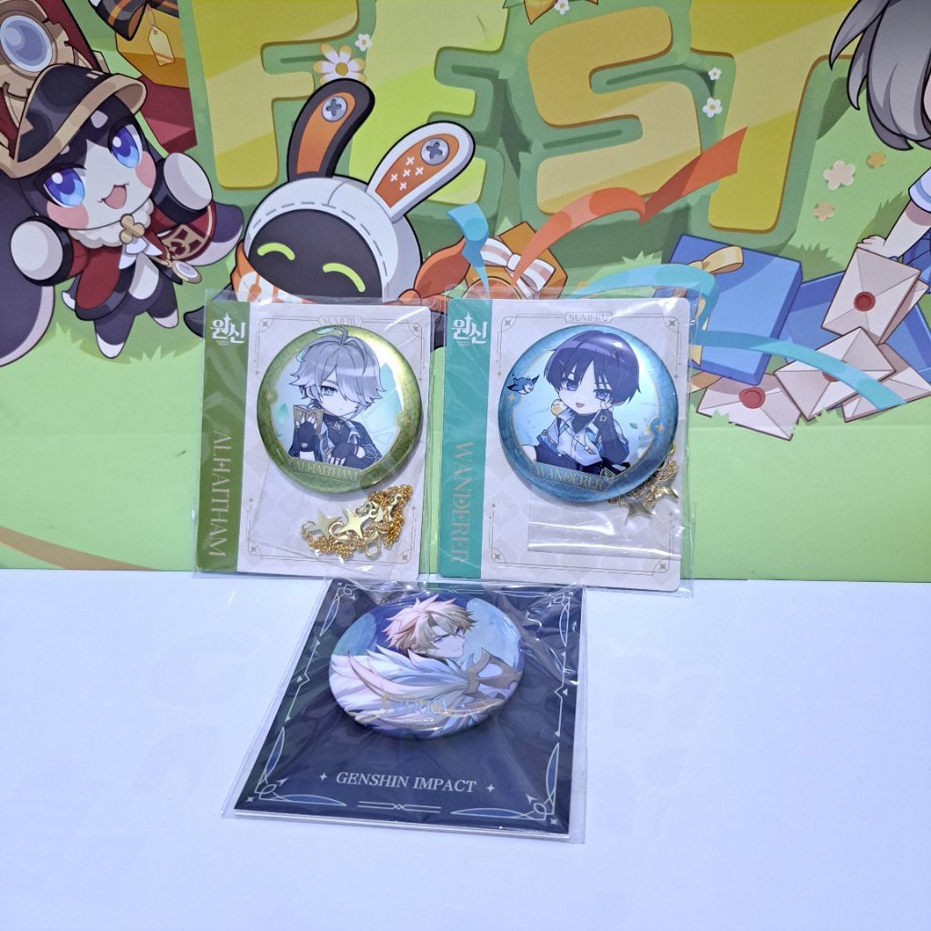 Wander & Alhaitham Genshin Cafe Limited Badge & Varka Badge - สินค้า Genshin อย่างเป็นทางการ