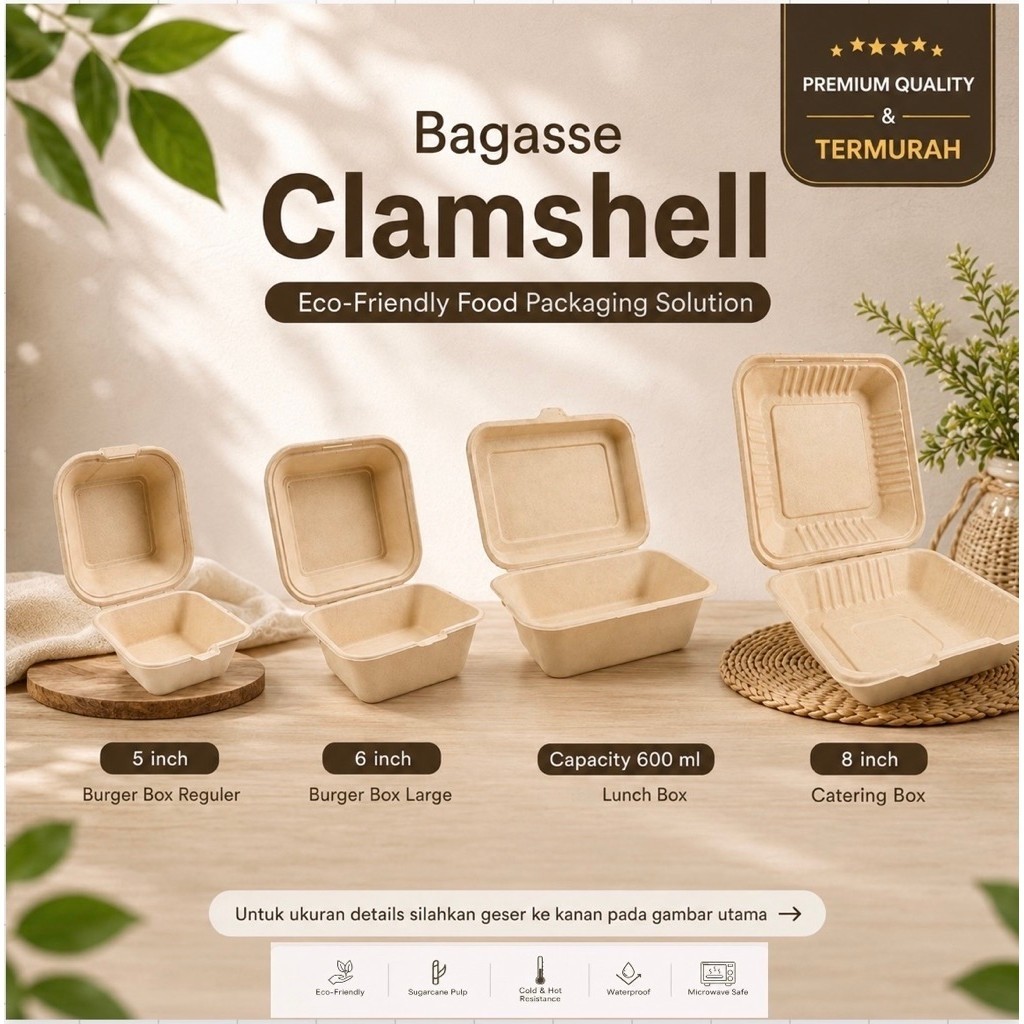 BAGASSE BOX - LUNCH BOX - BURGER BOX - CATERING BOX - HEAT RESISTANT FOOD PACKAGING