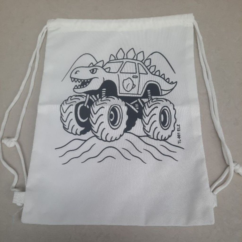 CHARACTER CANVAS PAINTING DRAWSTRING BAG