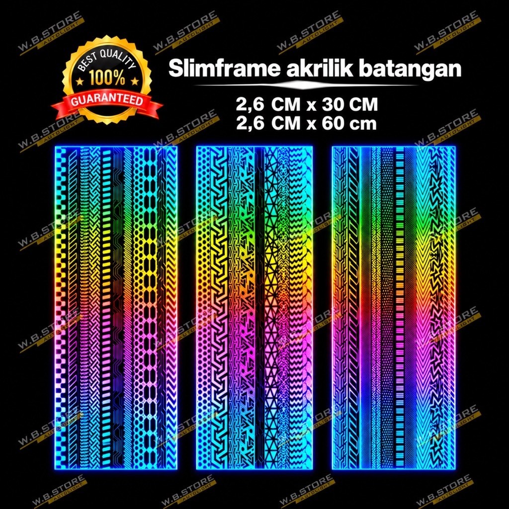 บาร์อะคริลิก SLIMFRAME 30 ซม. 60 ซม. และ LED HOUSING / กรอบเมือกอะคริลิก / กรอบเมือกคิ้ว RGB โหมดลาย ไฟคิ้วป้องกันจุด