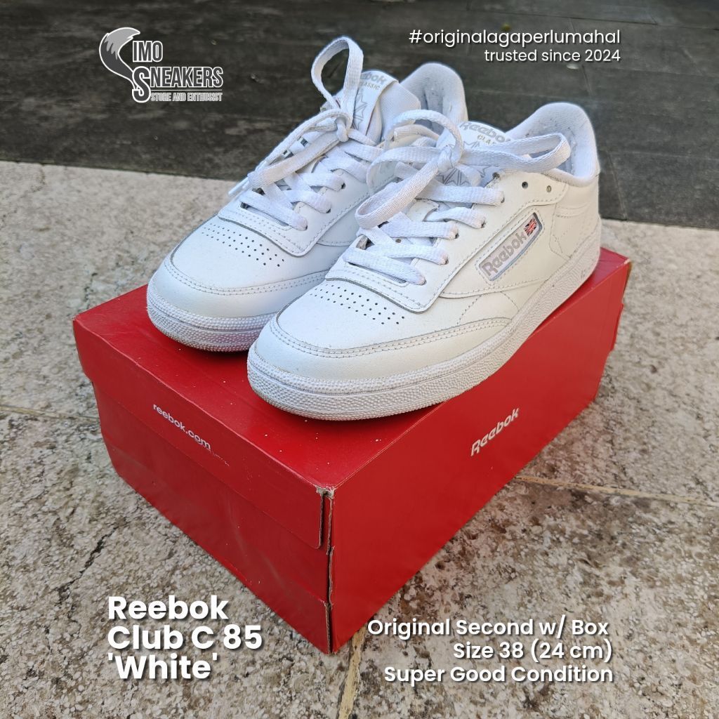 รองเท้าผ้าใบต้นฉบับสีขาว Reebok Club C 85