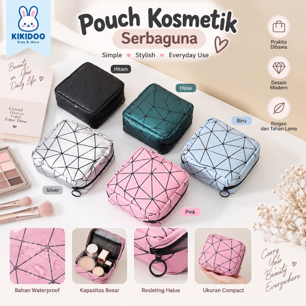 Kikidoo ผู้หญิงผ้าอนามัยกระเป๋า Travel Organizer มัลติฟังก์ชั่เครื่องสําอางค์แต่งหน้ากระเป๋าสตางค์ W