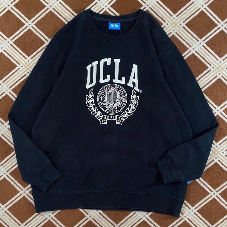 เสื้อสเวตเตอร์แขนยาวสีดํา UCLA โลโก้ลําลอง Bruin