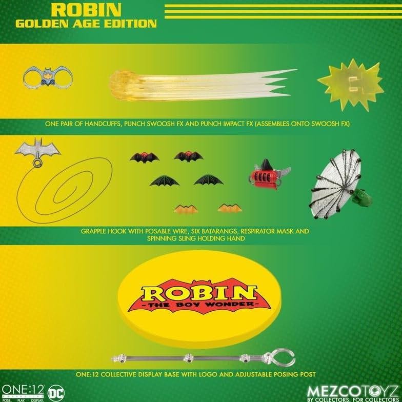 MEZCO ONE:12 COLLECTIVE ROBIN: GOLDEN AGE EDITION ACTIONFIGUR ผลิตภัณฑ์ต้นฉบับ V7SFRK4S1G