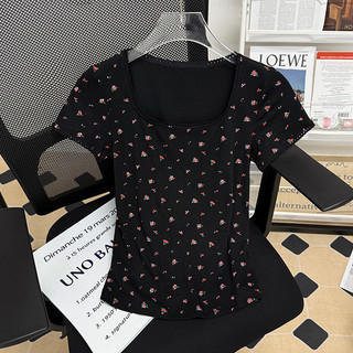 Kaus Stretch Bunga Hitam Elastis 4 Ukuran