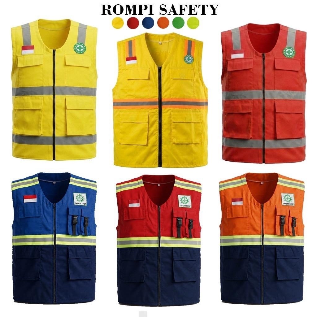 ฮิจายู เมราห์ |VEST/K3 VEST/K3 SAFETY VEST/DRILL MATERIAL RED S-XXXL/ใหม่ล่าสุด-สีแดงสีเขียว LIST|หุ