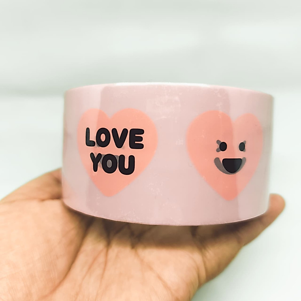 [DAISO KOREA] Pink Heart Love Packing Tape 40m