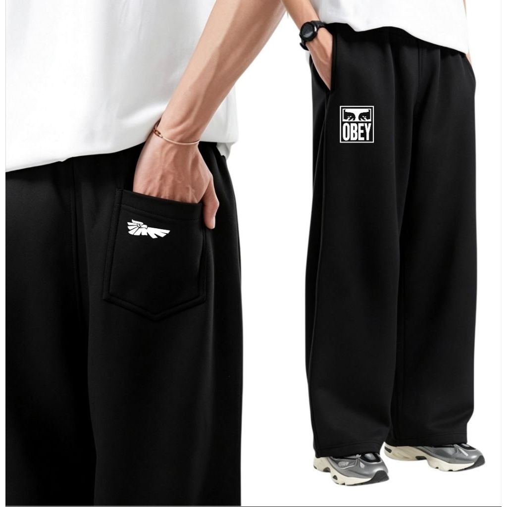 กางเกงวอร์มผู้ชาย Baggy / กางเกงผู้ชายผ้าฟลีซ Unisex