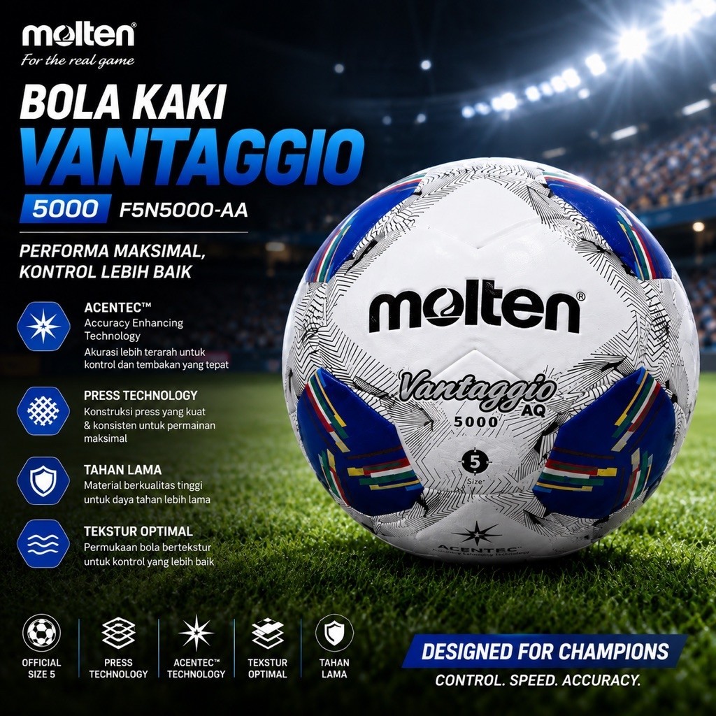 MOLTEN VANTAGIO MOLTEN F5N5000 FOOTBALL – SIZE 5 FOOTBALL