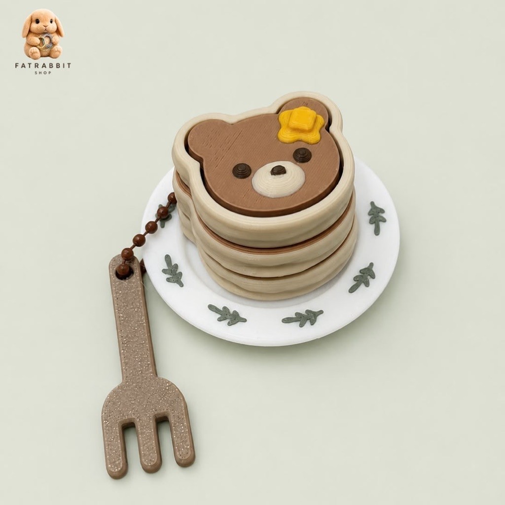 GANTUNGAN Bear Pancake Berries Clicker 3D พิมพ์ Fidget จานส้อมพวงกุญแจขนาดเล็กน่ารัก