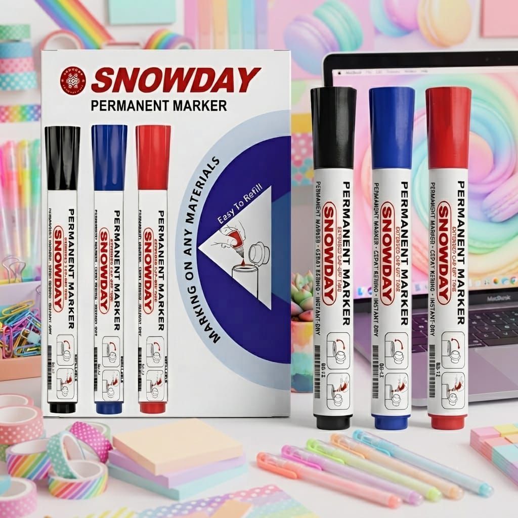 MERAH ปากกามาร์กเกอร์ถาวร กันน้ํา แห้งเร็ว สีดํา แดง น้ําเงิน •jshop•