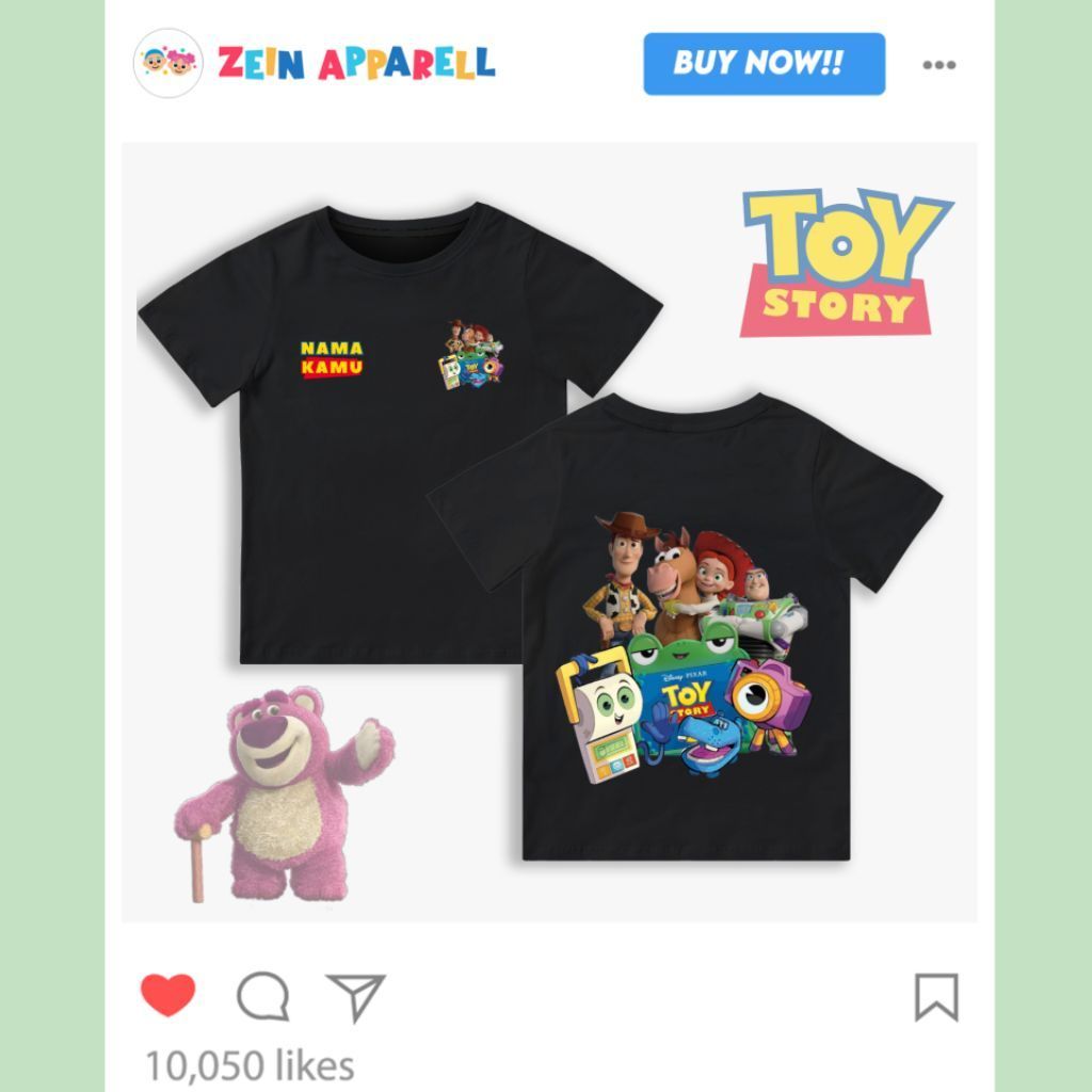 เสื้อยืดเด็ก Toy Story พร้อมชื่อแบบกําหนดเอง – เสื้อเด็กตัวละคร Toy Story พร้อมด้านหน้าและด้านหลัง M