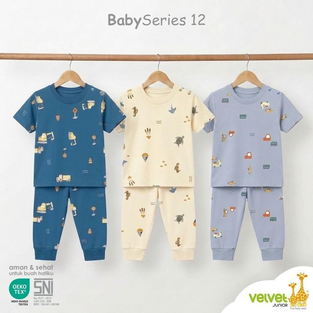 VELVET JUNIOR 3 ชิ้น CPR BABY SET ENDEK CLOTHES กางเกงขายาว VELVET JUNIOR MOTIF SML,LB,XL,XXL.SNI.