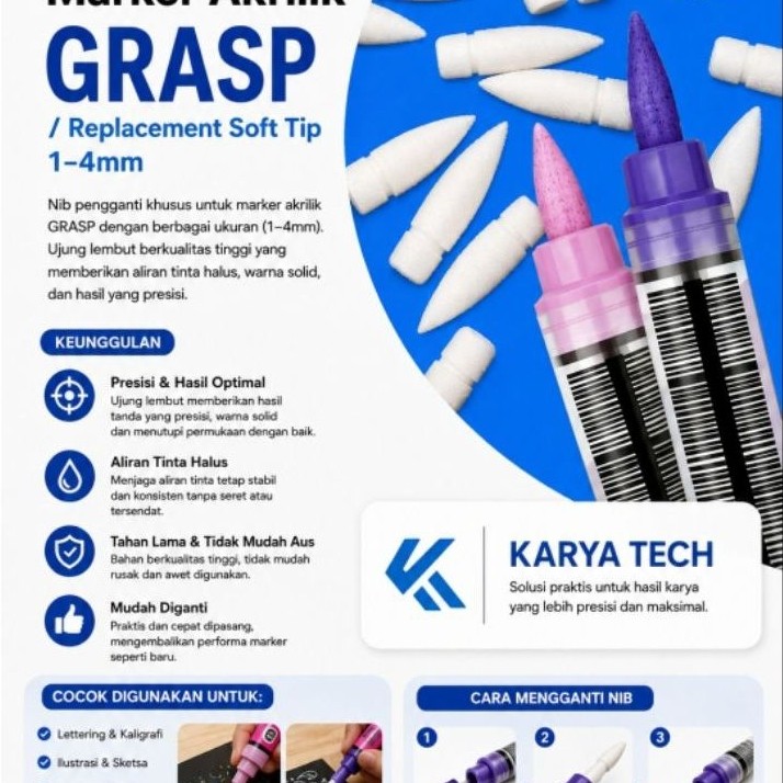 GRASP Acrylic Marker Replacement Nib / Replacement Soft Tip 1-4 mm
