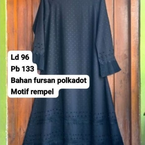 Abaya gamis fursan polka dot ruffler