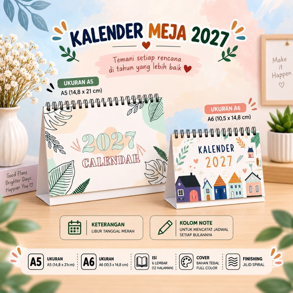 DESK CALENDAR 2027 A5 A6 AESTHETIC | DESK CALENDAR | SITTING CALENDAR 2027