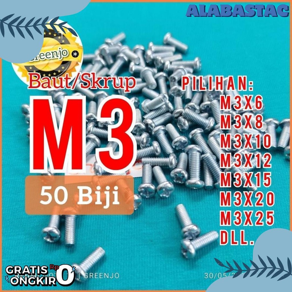 X50 Jp M3 X 6 สกรูสลักเกลียว M3X6 M3X8 M3X10 M3X12 M3X15 M3X20 (50 ชิ้น)