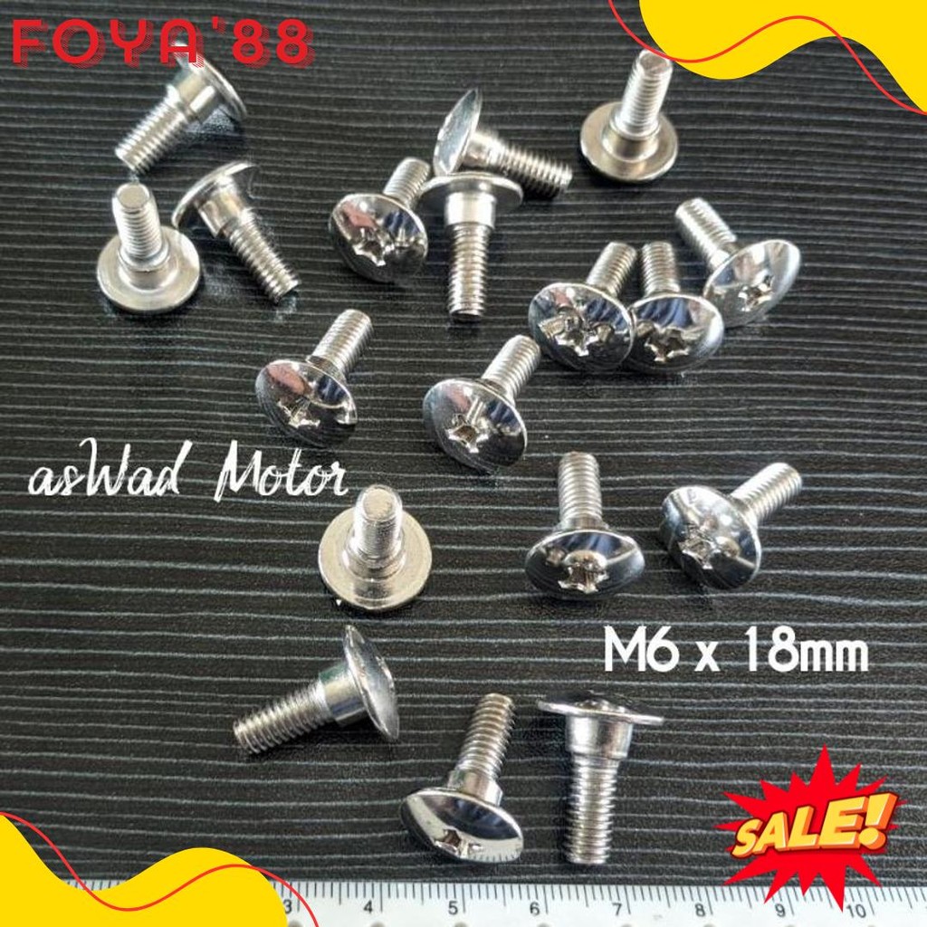 1 ชิ้น Supra Chrome Body Bolts M6 X 18 มิลลิเมตร / Supra Chrome Body Bolts M6X18 มิลลิเมตร / Deck Bo