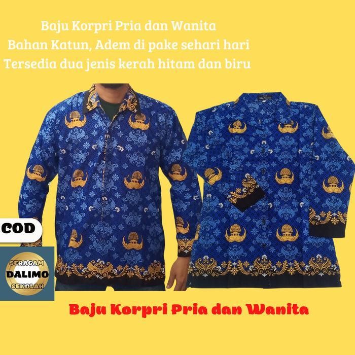 MFS เสื้อ Korpri รุ่นล่าสุดพร้อมชุด DALIMO คอปกสีดําและน้ําเงิน