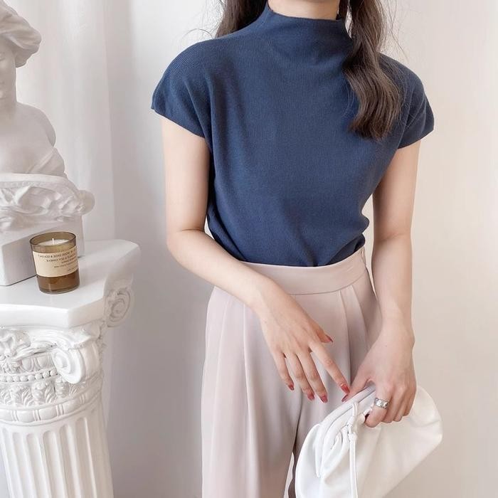 PFS Yujin Top เสื้อกั๊กคอเต่าถักแขนกุดผู้หญิงด้านใน