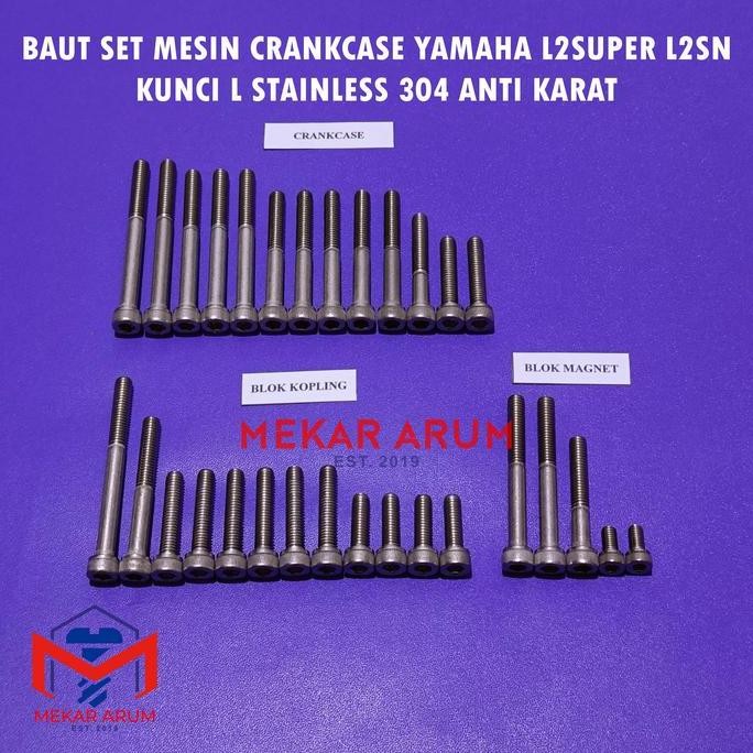 MESIN Yamaha L2 Super L2 Sn Crankcase Engine Bolt กุญแจ L สแตนเลส