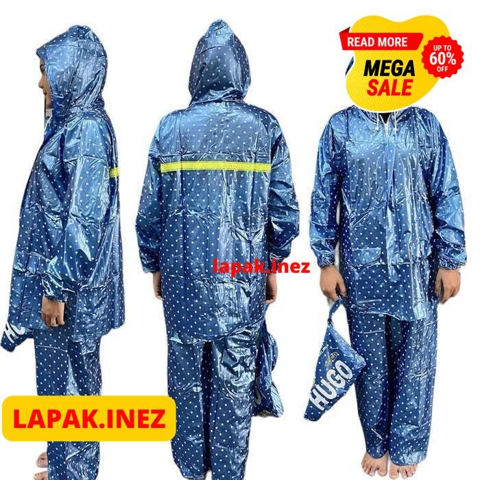 HUGO JC-301 THICK POLKA POLKADOT SPARTAN JACKET RAINCOOAT SET BY INEZ COLLECTION