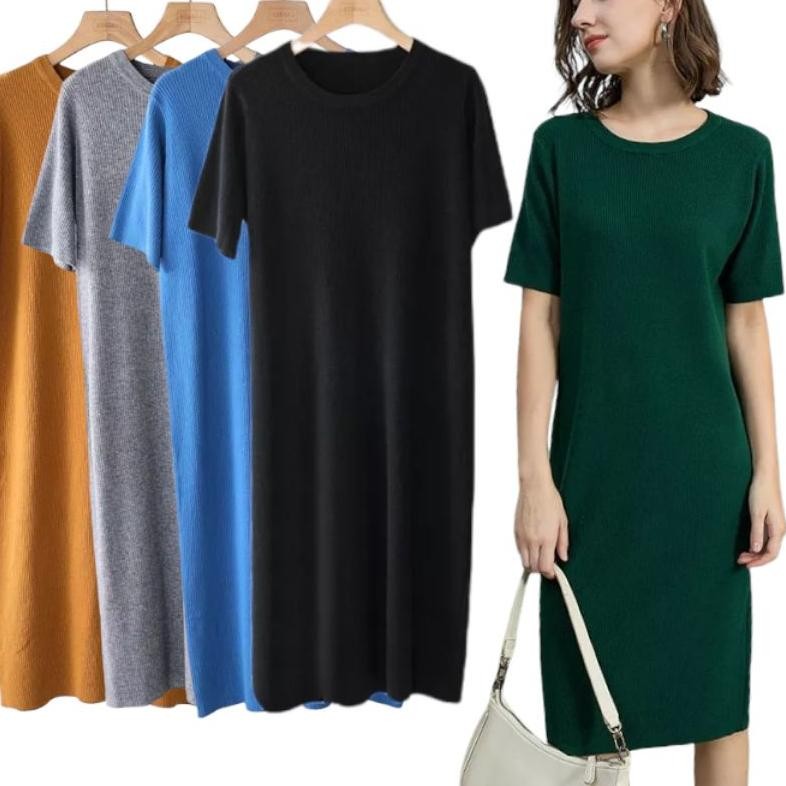 Bf888S Sn - Pyeon Midi Dress / ชุดลําลอง - แขนสั้น Premium Fine Knit Na-138