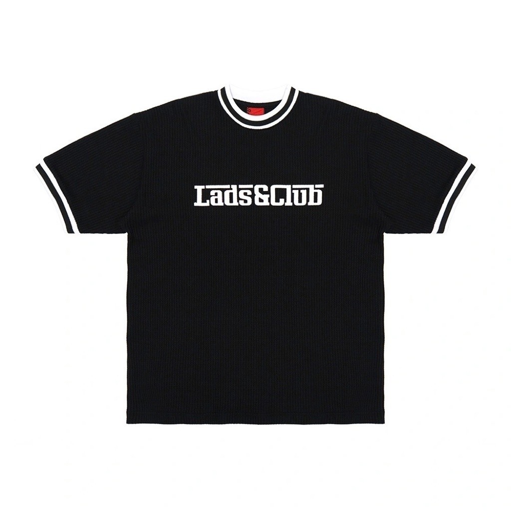LADS & CLUB - CLUB HOUSE WAFFLE BLACK TEES
