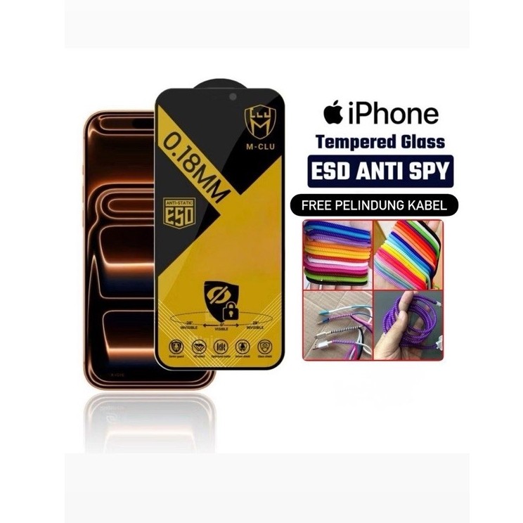 TEMPERED GLASS ESD ANTI STATIC MCLU PRIVACY สําหรับ TYPE IPHONE 11, 11 PRO, 11PRO MAX, IP 12, 12 PRO