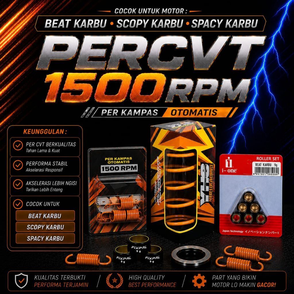 แพ็คเกจ CVT SPRING สําหรับ BEAT CARBON SCOOPY CARBON 1500 RPM DOUBLE CLASP SPRING 1500 RPM และ ROLLE