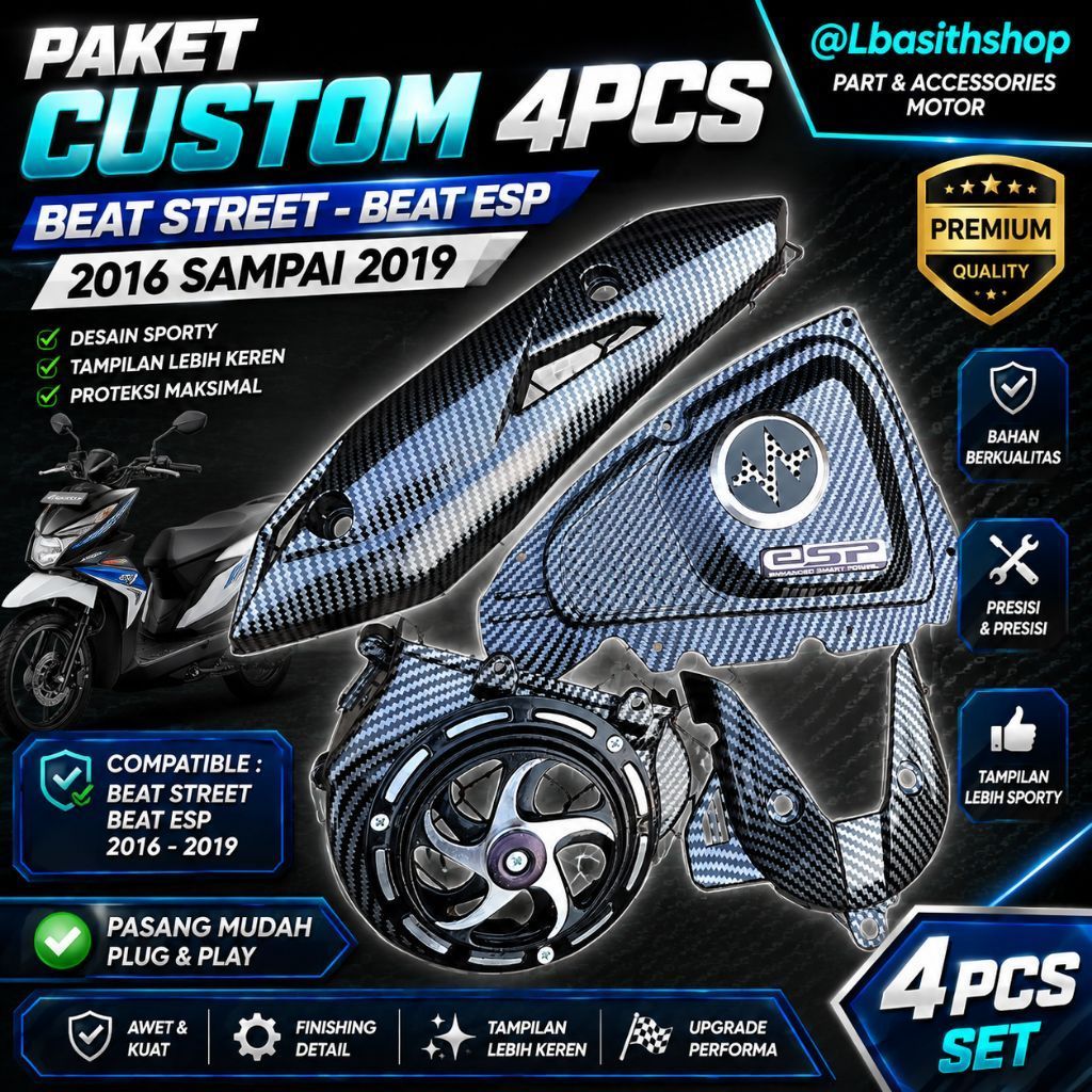 CUSTOM แพคเกจ 4PCS BET ESP/ BEAT STREET2017-2016-2017-2018-2019 พัดลมกรองกล่องฝาครอบไอเสีย 4 ชิ้น