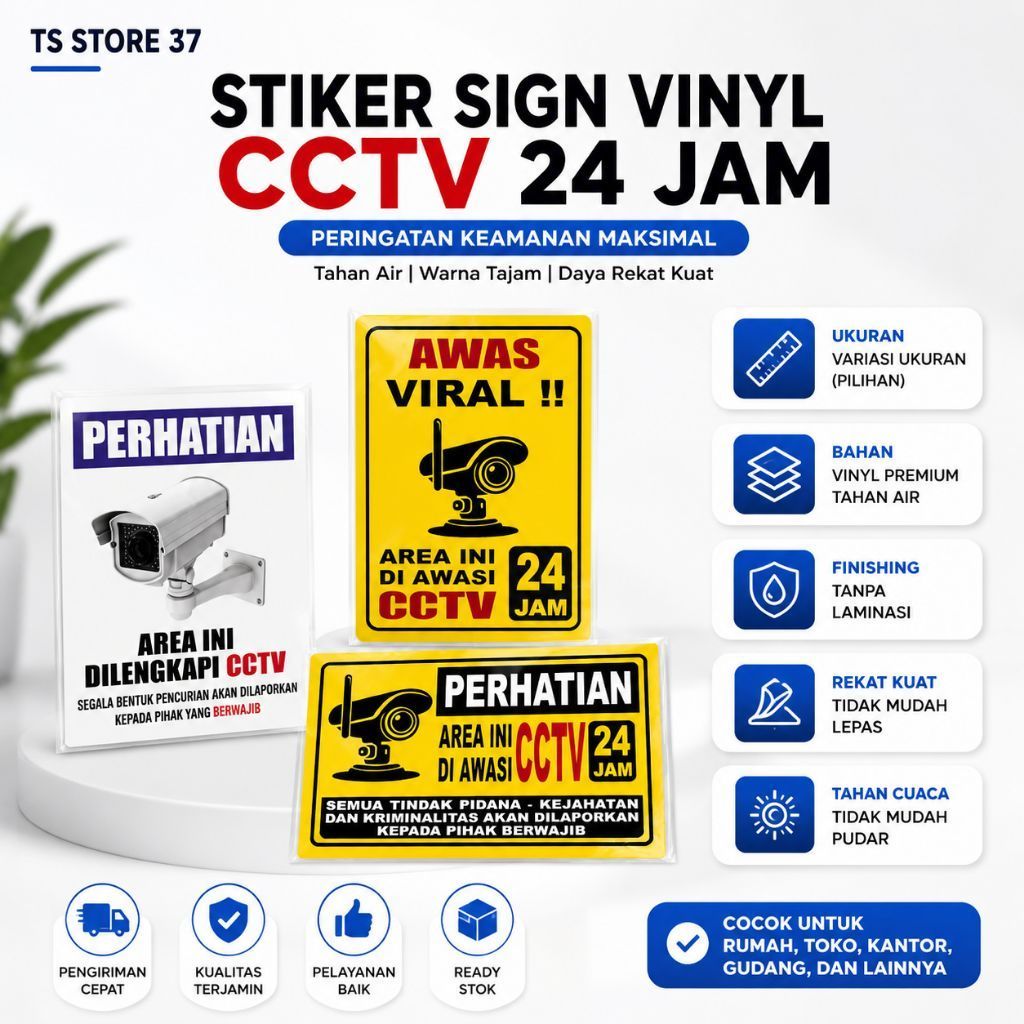 24 HOUR CCTV WARNING VINYL SIGN STICKER UK 15 x 20 cm พร้อมส่ง