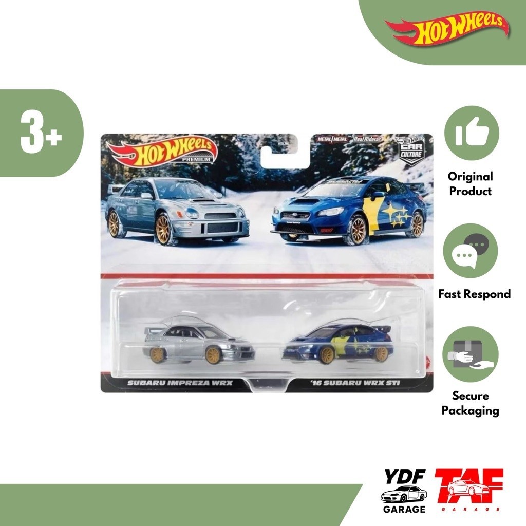 Hot Wheels Premium 2 Twin Pack Subaru Impreza WRX & 16 Subaru WRX STI