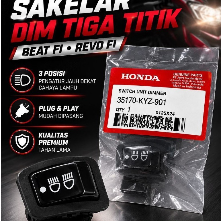 Honda 35170-KYZ-901 สวิตช์หรี่ไฟหน่วย 3 จุดสวิตช์ไฟ Beat FI Revo FI