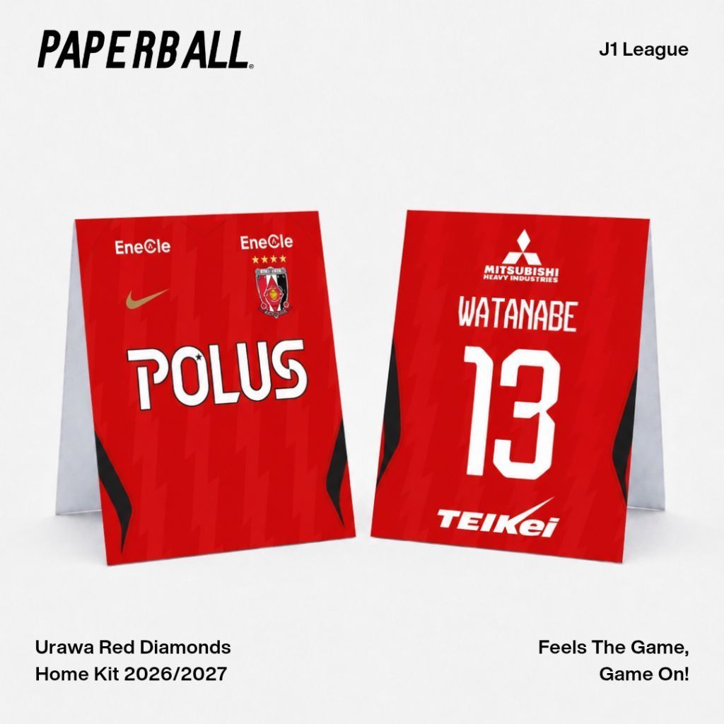 Urawa Red Diamonds 2026/2027 J1 League Japanese League Paperball Football Paper