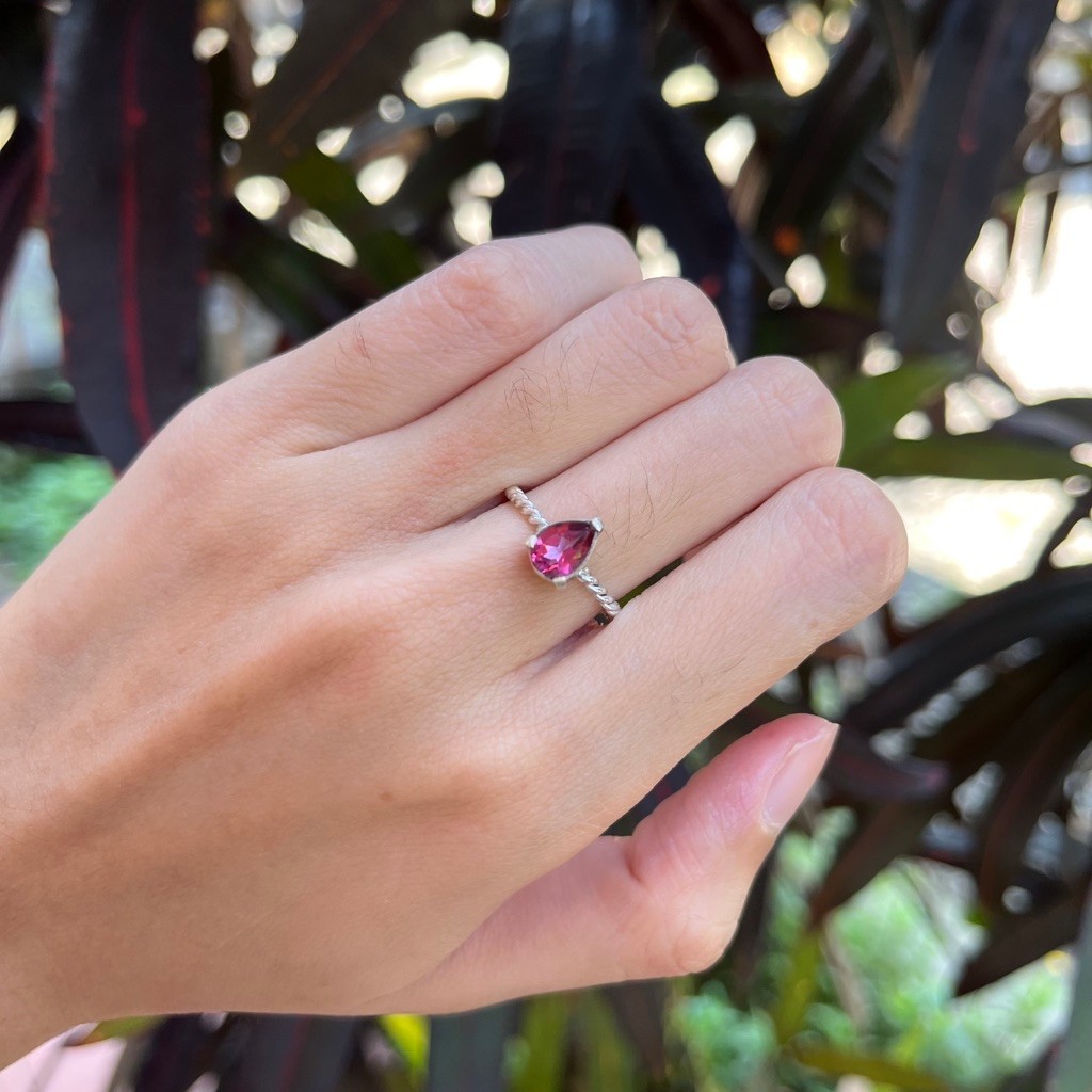 แหวน 925 Silver Wire Drop Topaz