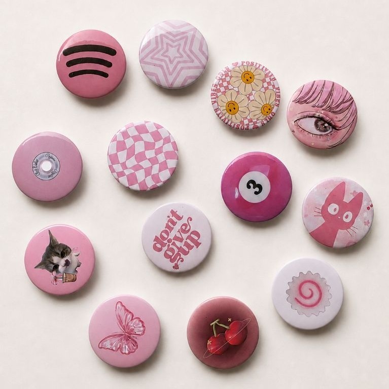 Kawaii 44mm Y2K Aesthetic Pink Button Pin | เข็มกลัดกระเป๋า Decotte น่ารัก | ชุดสีชมพู
