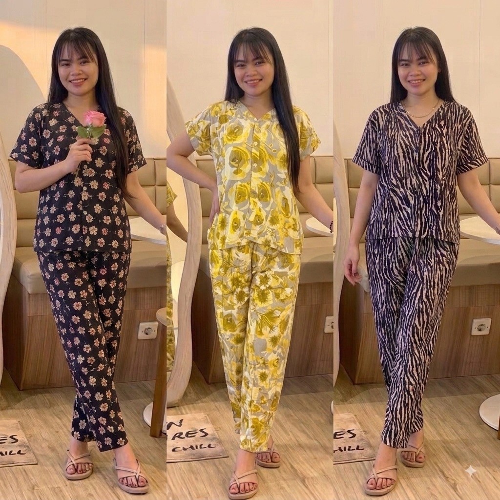 พรีเมี่ยม เรยอน ปาจามาส | ปุ่ม PAJAMAS | ชุดนอน | HOMEWEAR HOMEWEAR