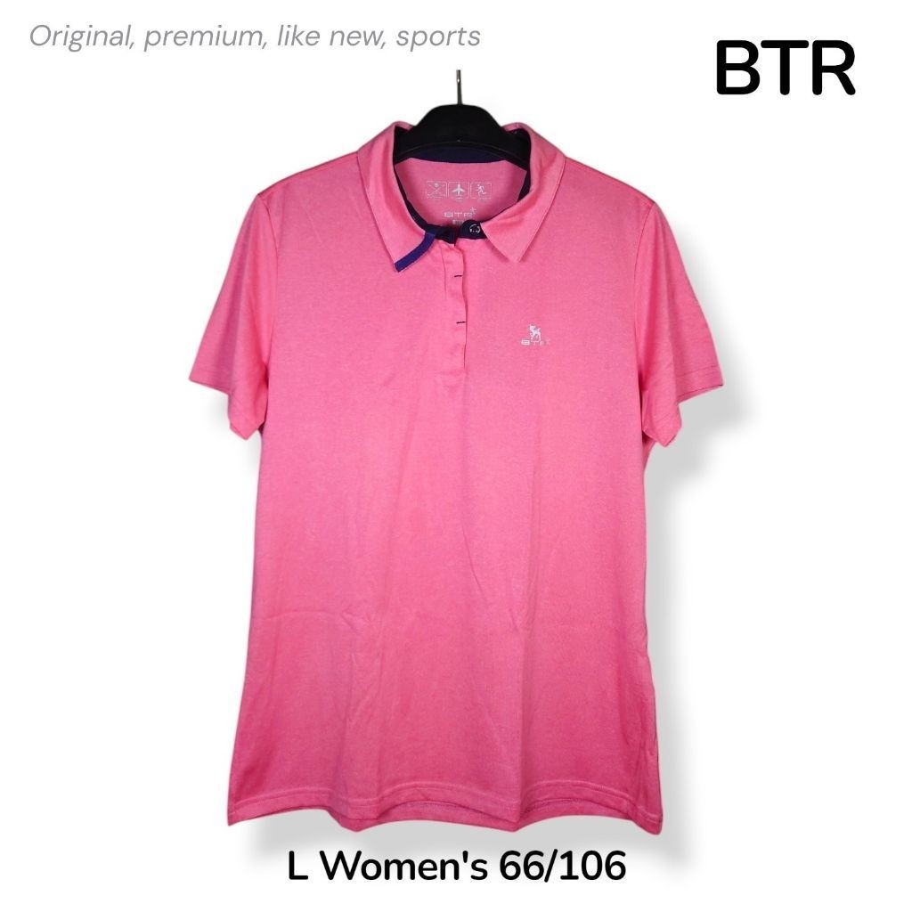 เสื้อยืดกีฬาคอปกสีชมพูพรีเมี่ยมสําหรับผู้หญิง BTR Top Size L