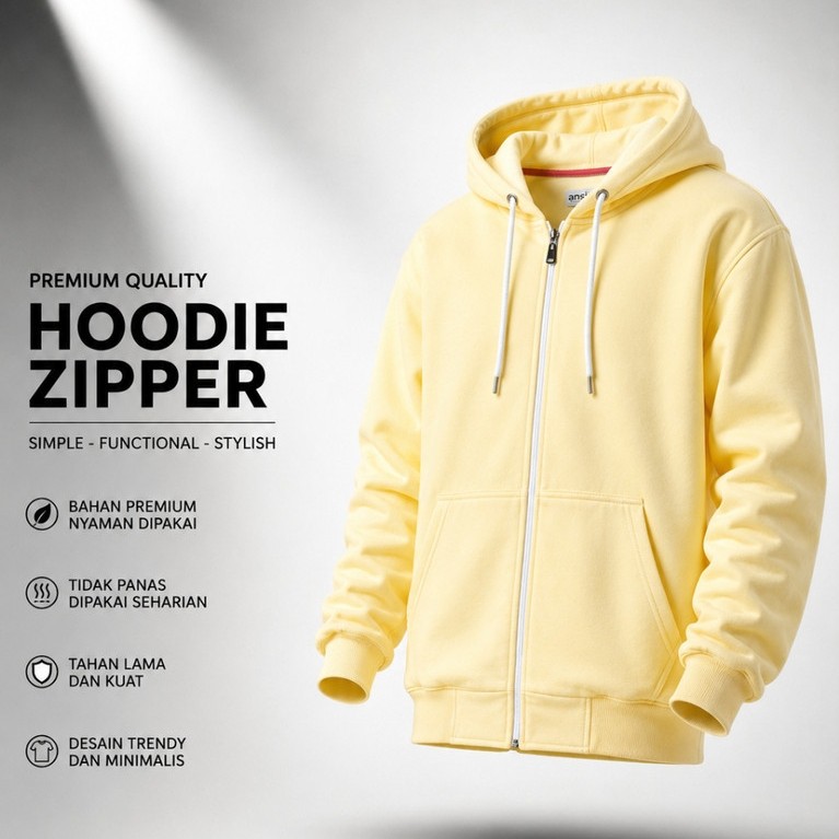 Nsa Indri Hoodie Zipper Bjorka butter yellow ผู้ชายผู้หญิง