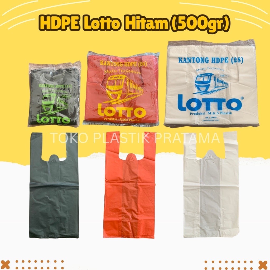 MERAH HD ถุงพลาสติก Lotto หนาสีดํา/แดง/ขาวชั่งน้ําหนัก 500g ขนาด 17, 24, 28, 35, 40